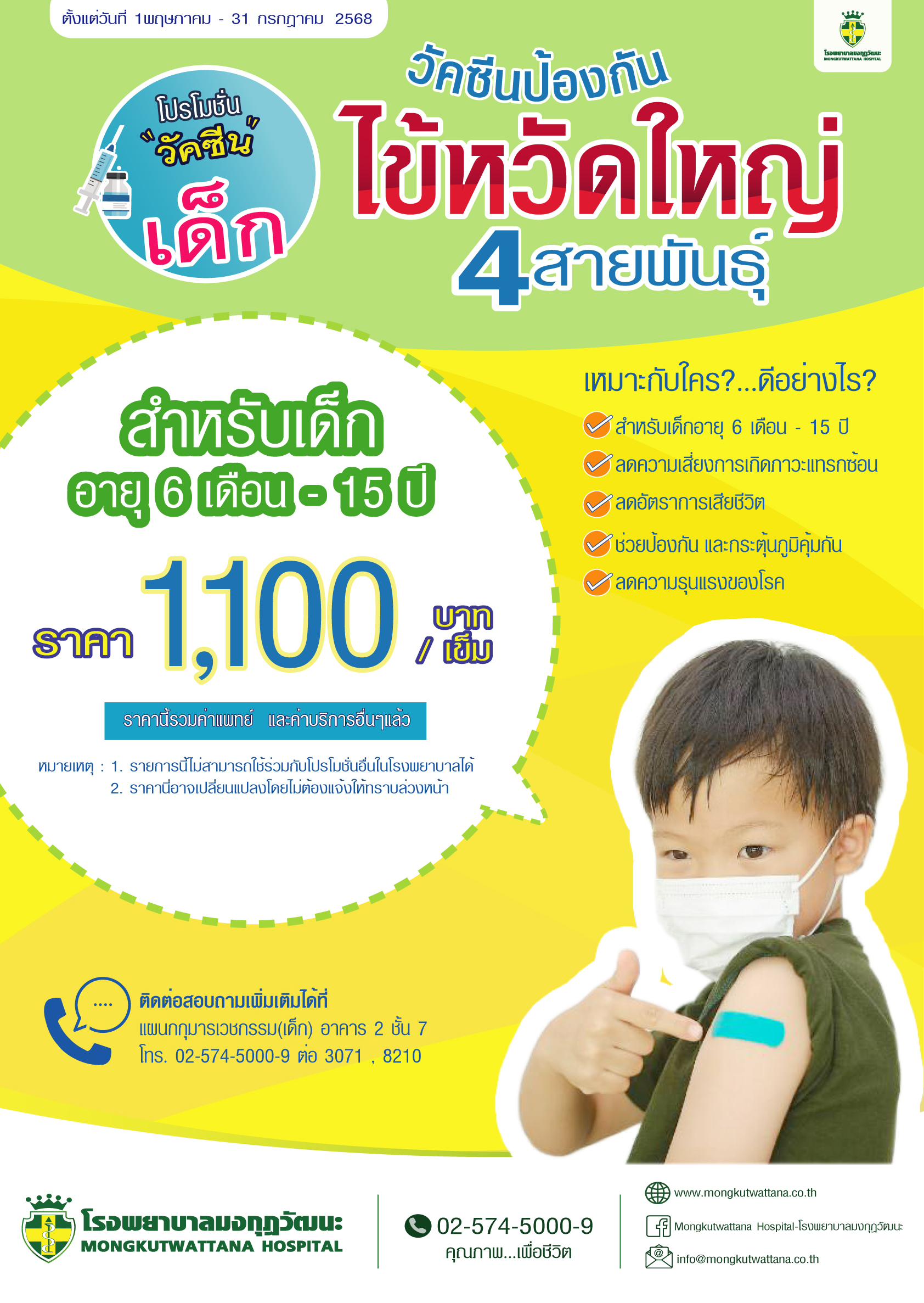 วัคซีนไข้หวัดใหญ่ 4 สายพันธุ์ สำหรับเด็ก